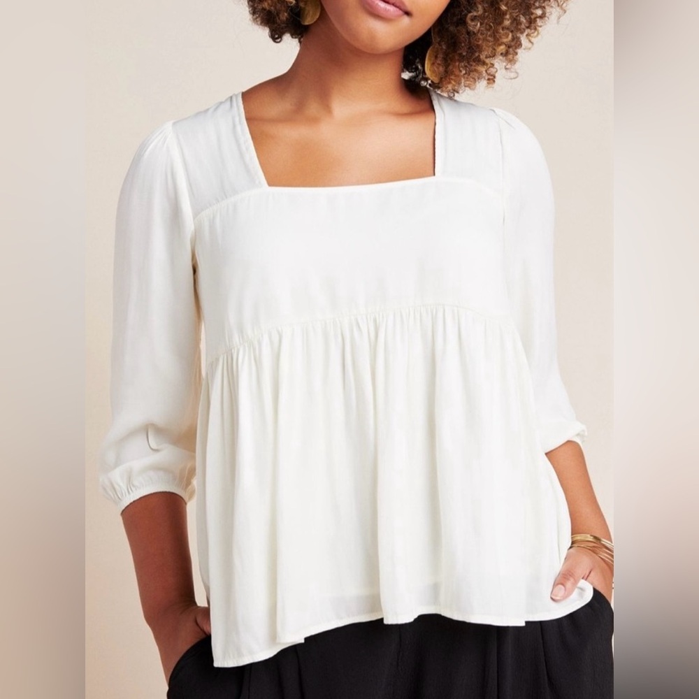Anthropologie Dolan Left Coast Cherie Babydoll Top Cream Size XS